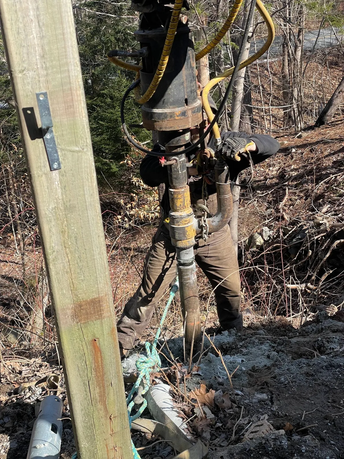 Terra Screws rock drilling rig anchoring a pile into bedrock